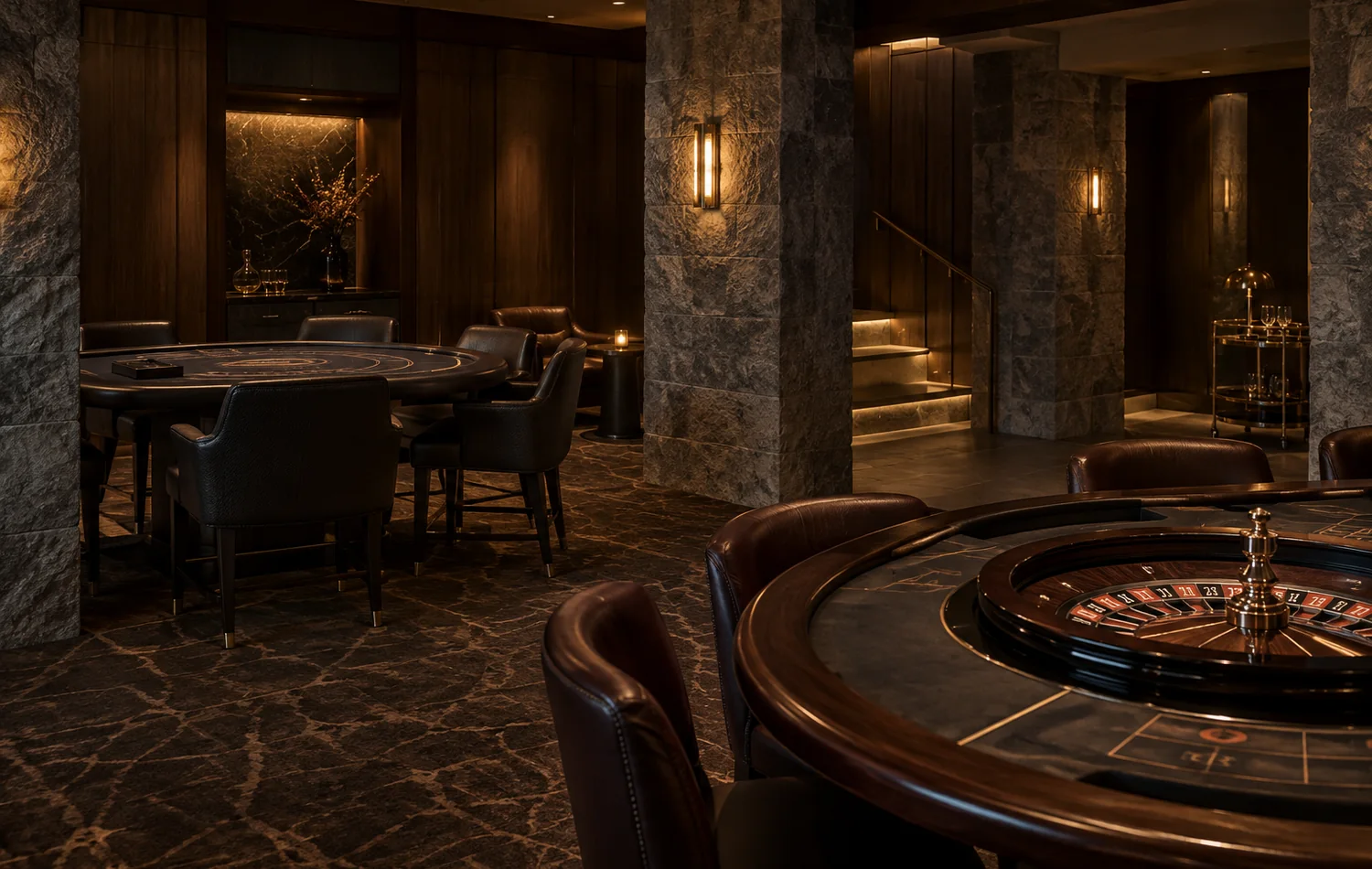 Restrained physical table gaming room at The Vault